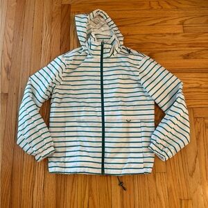 Striped Green and White Rain Jacket